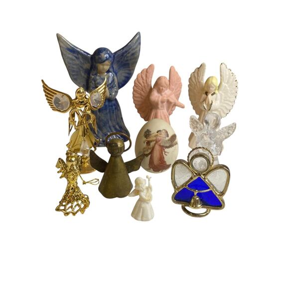Lot of 10 Collectible Angel Figurines Tabletop Assorted 1.5"-5.5" - Picture 2 of 8